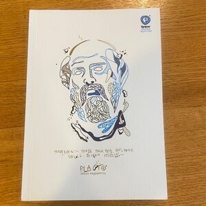 White and Blue Plato Journal. Unlined
